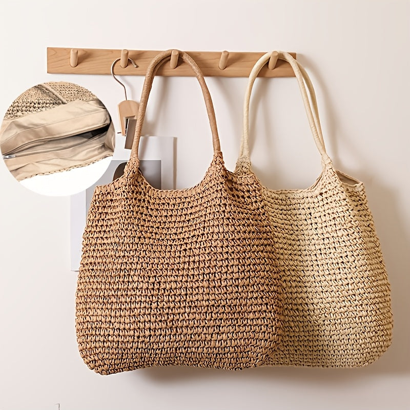 Bolso Bandolera Paja Trenzada Natural