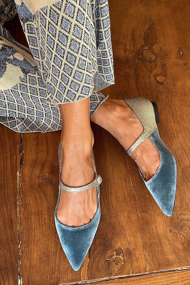 Zapatos Planos Azules con Hebilla