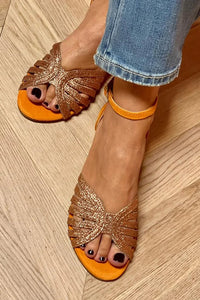 Sandalias Naranjas con Brillo