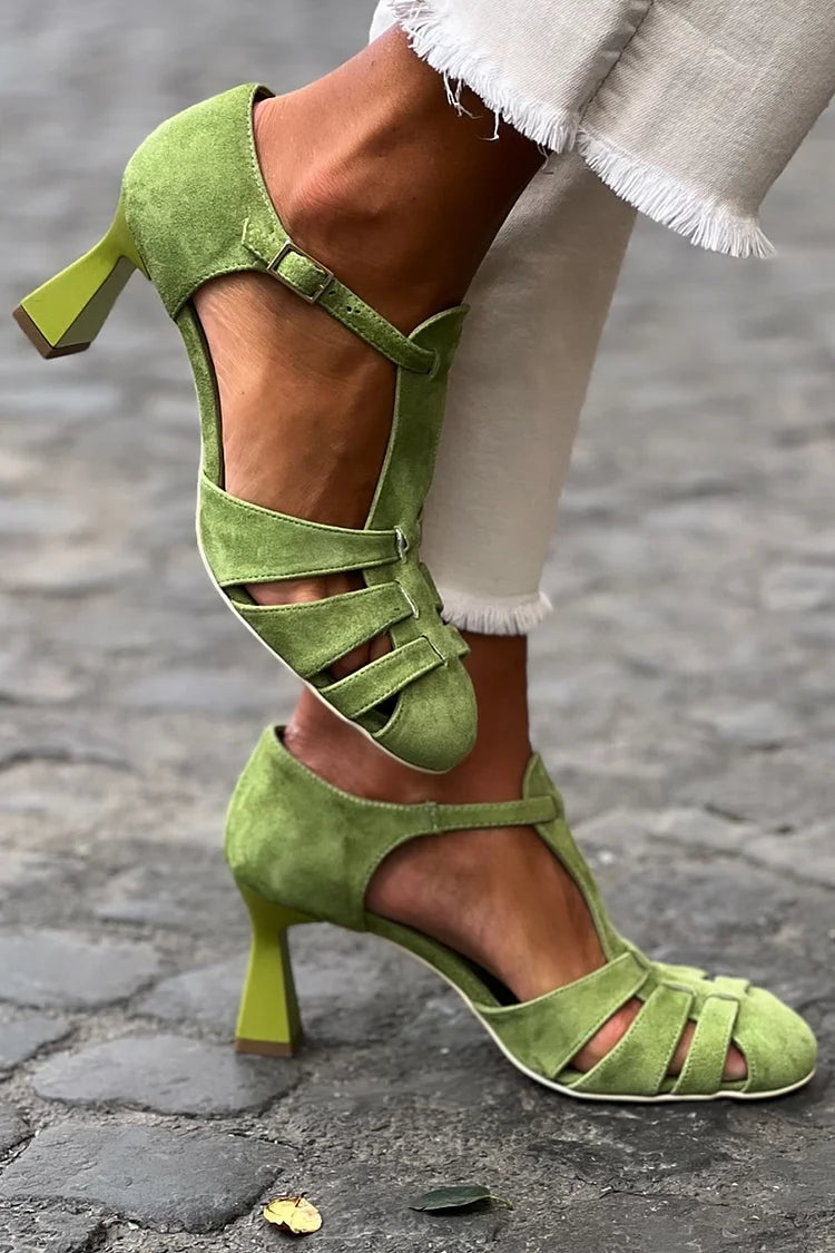 Sandalias Verdes Correas a Crochet