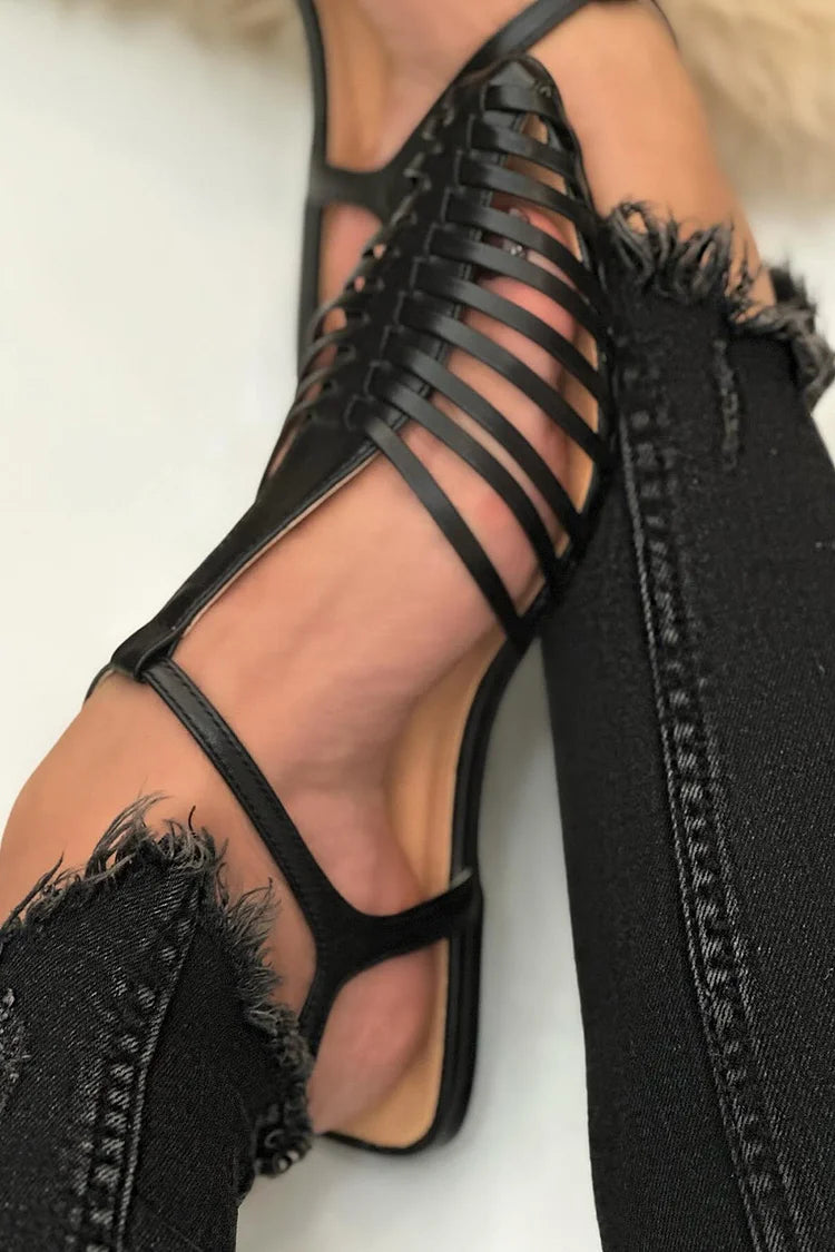 Sandalias Negras Correa en T