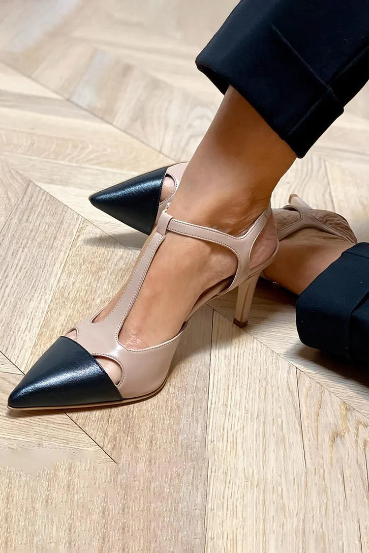 Stilettos Beige Correa en T