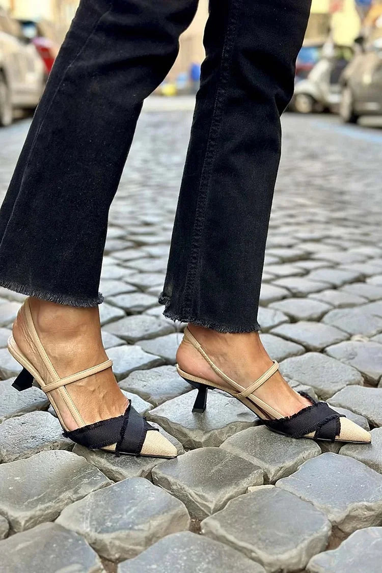 Sandalias Beige Slingback Bicolor