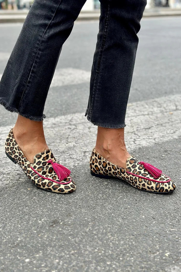 Mocasines Estampado de Leopardo Bicolor