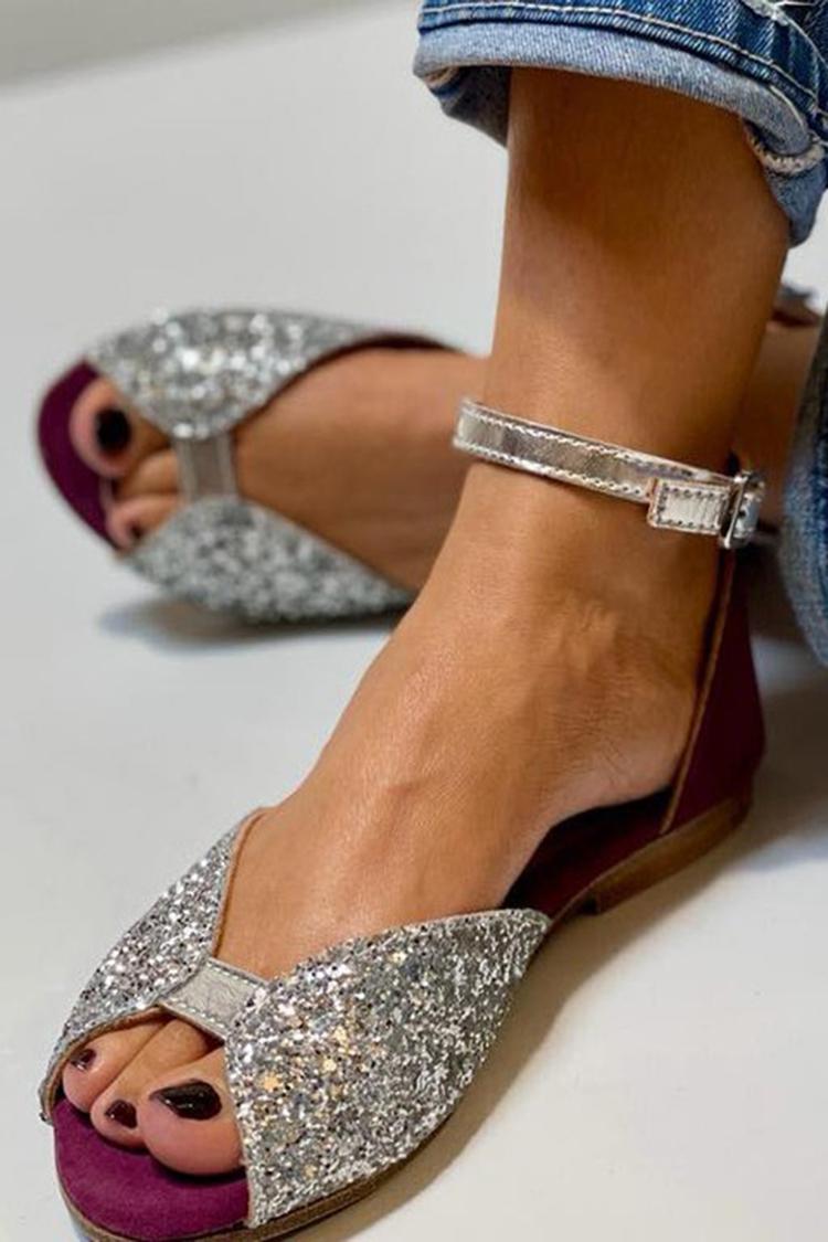 Sandalias Plateadas con Brillo
