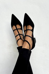Sandalias Negras Multi Correa Cruzada