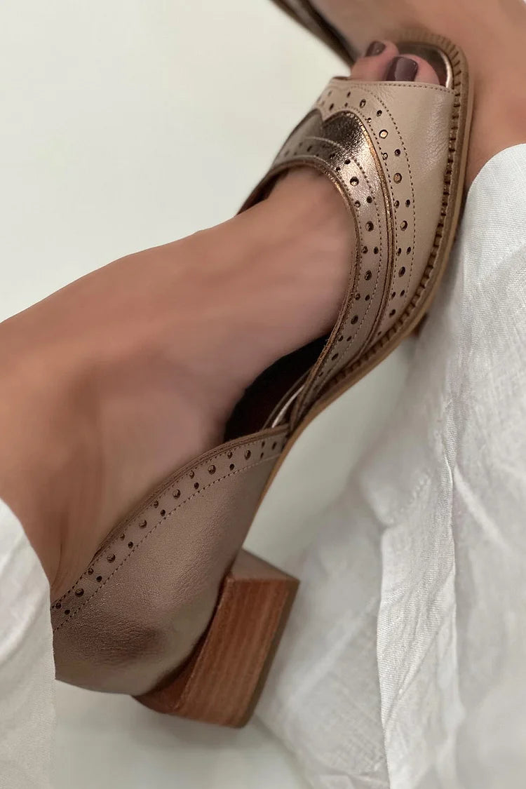 Tacones Bajos Caqui Patchwork