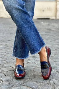Mocasines Burdeos Patchwork Bicolor