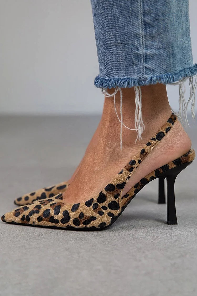 Stilettos Caqui Estampado de Leopardo