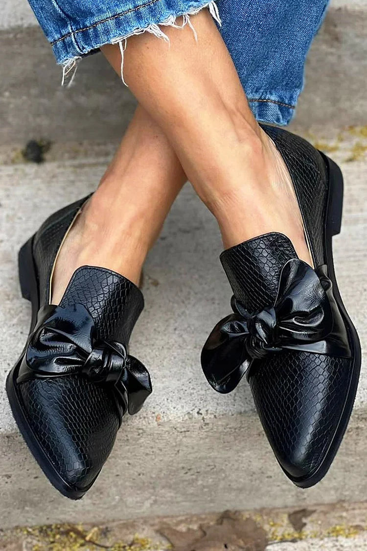 Mocasines Negros Estampado de Pitón