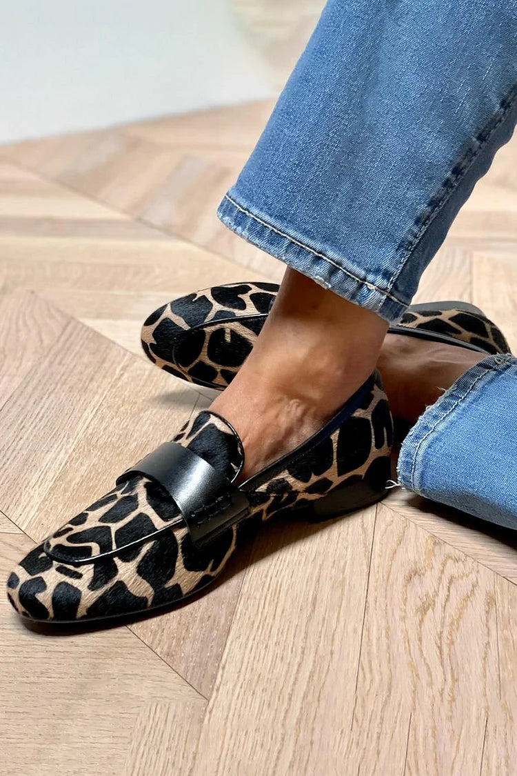 Mocasines sin Cordones Estampado Vaca