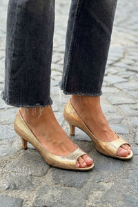 Tacones Kitten Metalizados Oro Champán