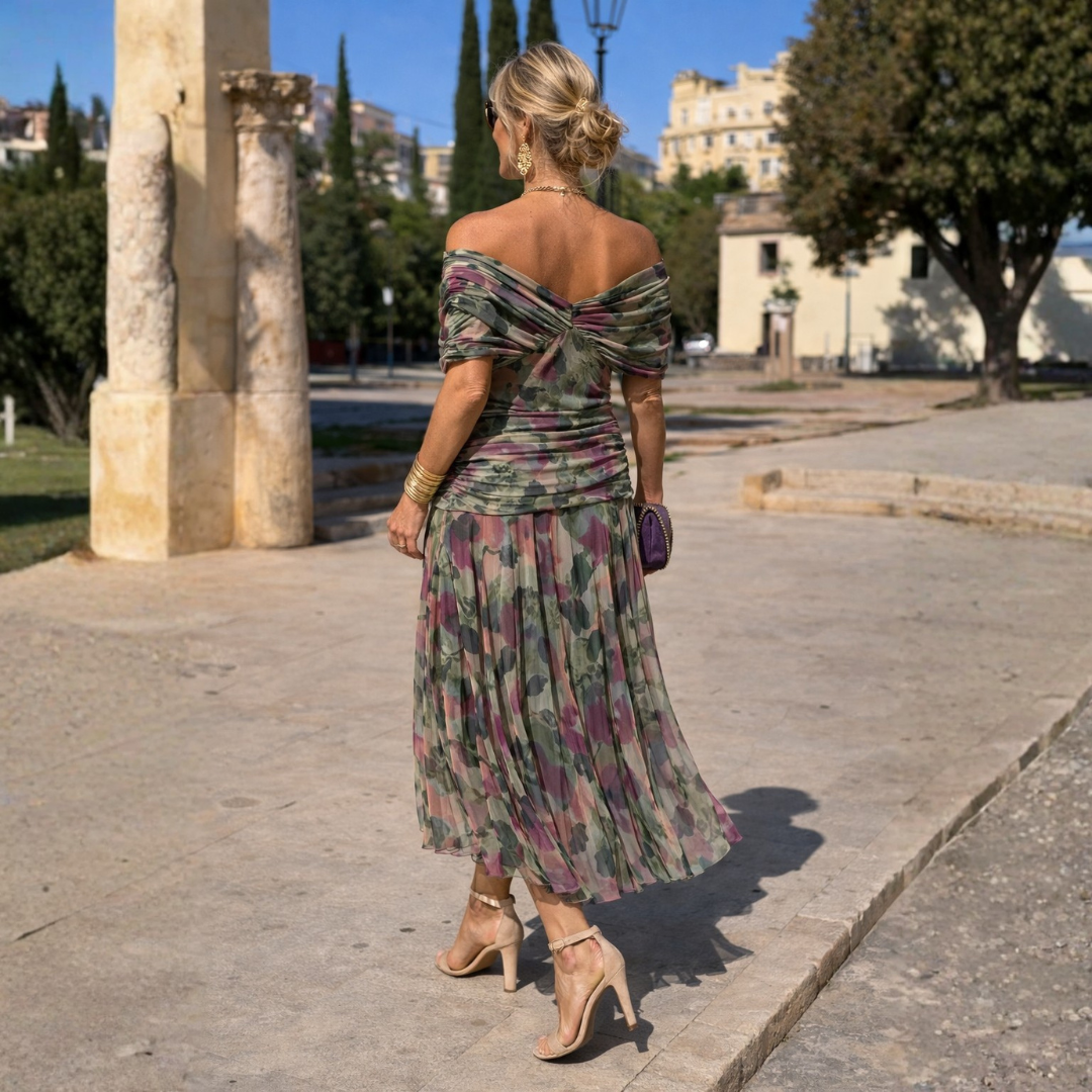 Vestido Largo con Hombros Descubiertos