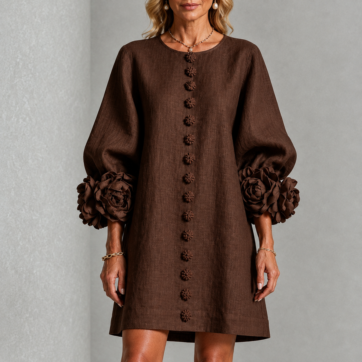 Minivestido Floral con Botones