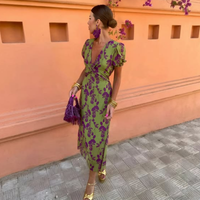 Vestido Largo Floral Verde