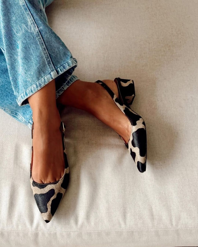 Tacones Anchos Estampado de Vaca