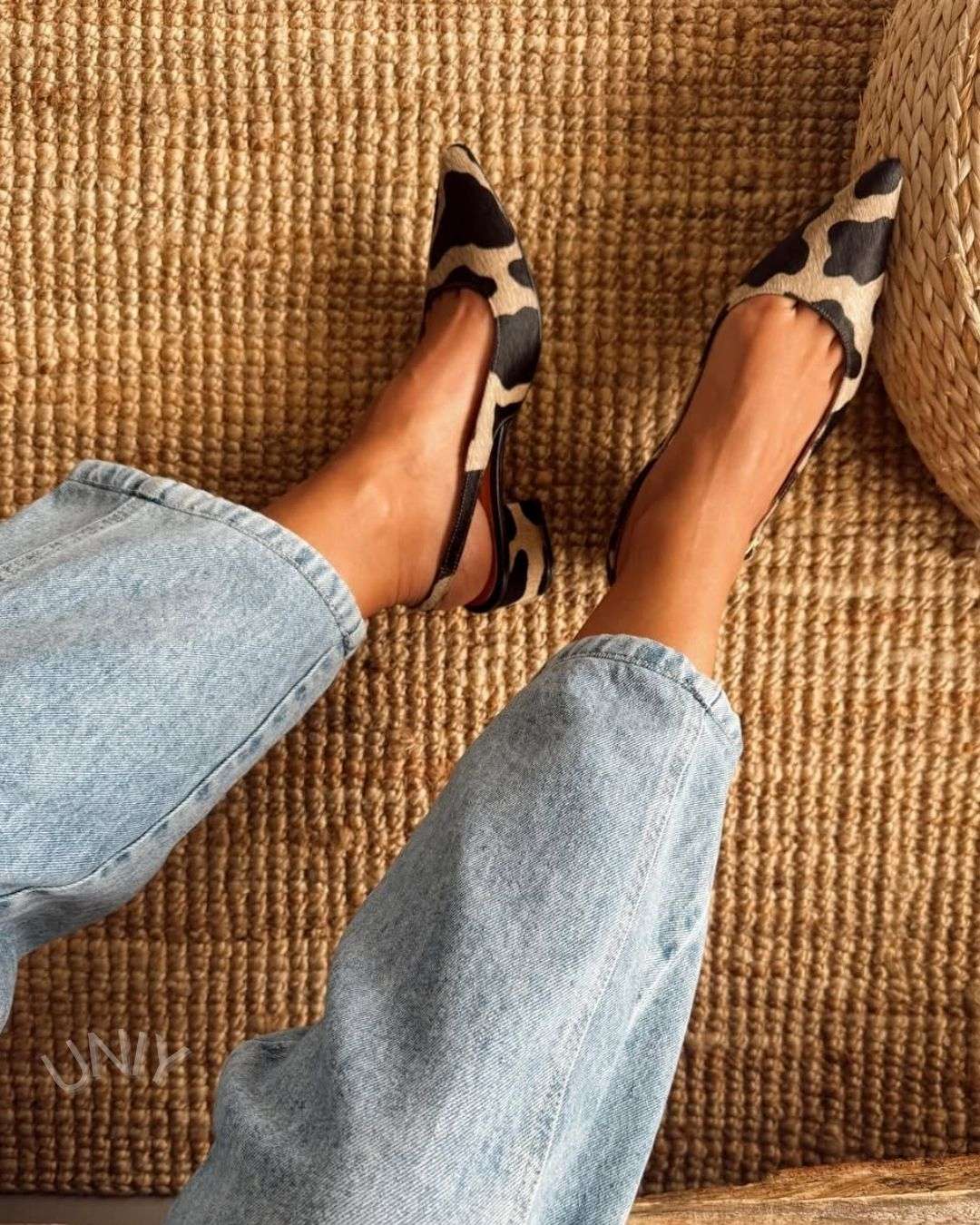 Tacones Anchos Estampado de Vaca