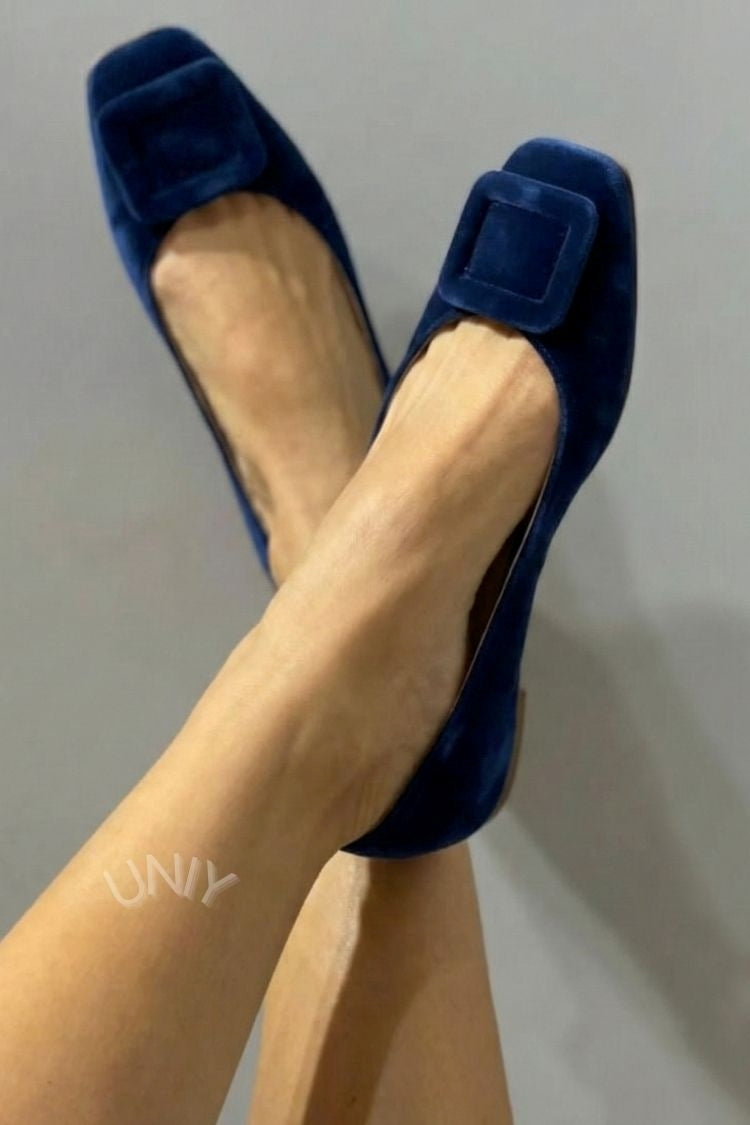 Bailarinas Terciopelo Hebilla Cuadrada