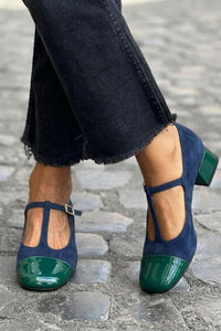 Tacones Anchos Morados Correa en T