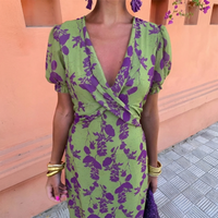 Vestido Largo Floral Verde