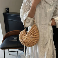 Bolso Tote Trenzado Cadena Camel