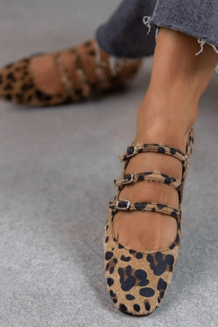 Merceditas Triple Hebilla Leopardo