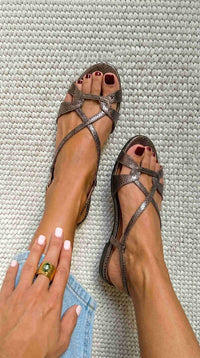 Sandalias Bronce Estampado de Pitón
