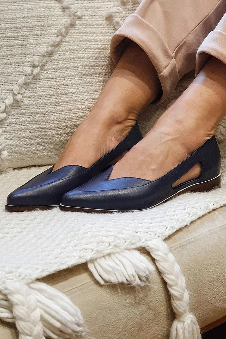 Zapatos Planos Azul Marino Recortes