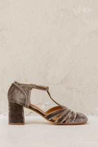 Tacones Anchos Terciopelo Correa en T
