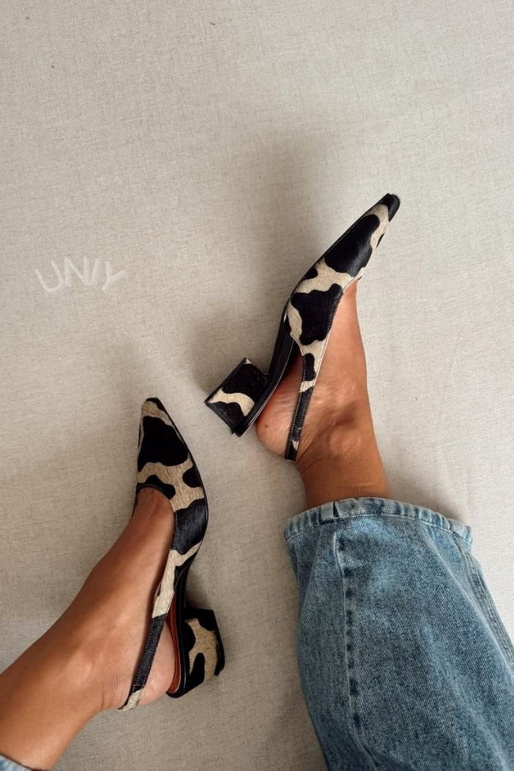Tacones Anchos Estampado de Vaca