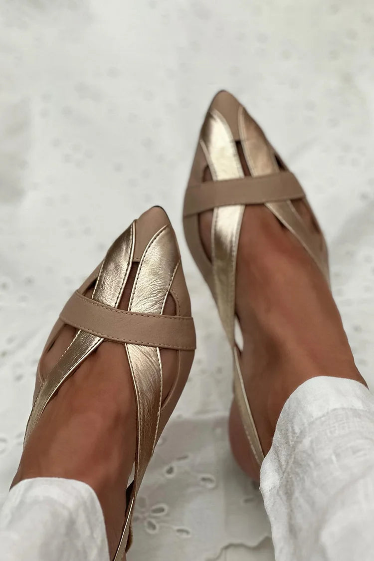 Zapatos Planos Dorados Slingback