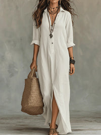 Vestido Maxi Negro con Botones