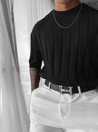 Camiseta Punto a Rayas Negra