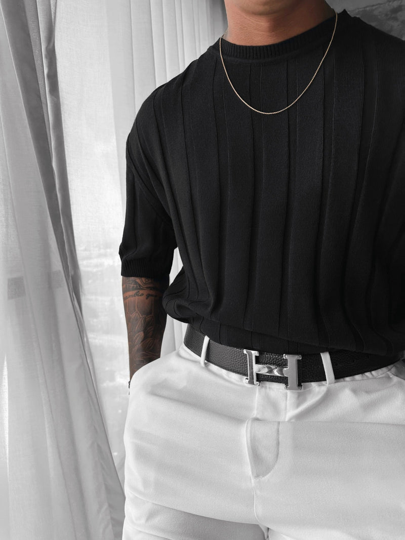 Camiseta Punto a Rayas Negra