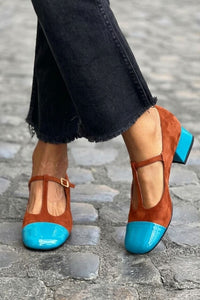 Tacones Anchos Morados Correa en T