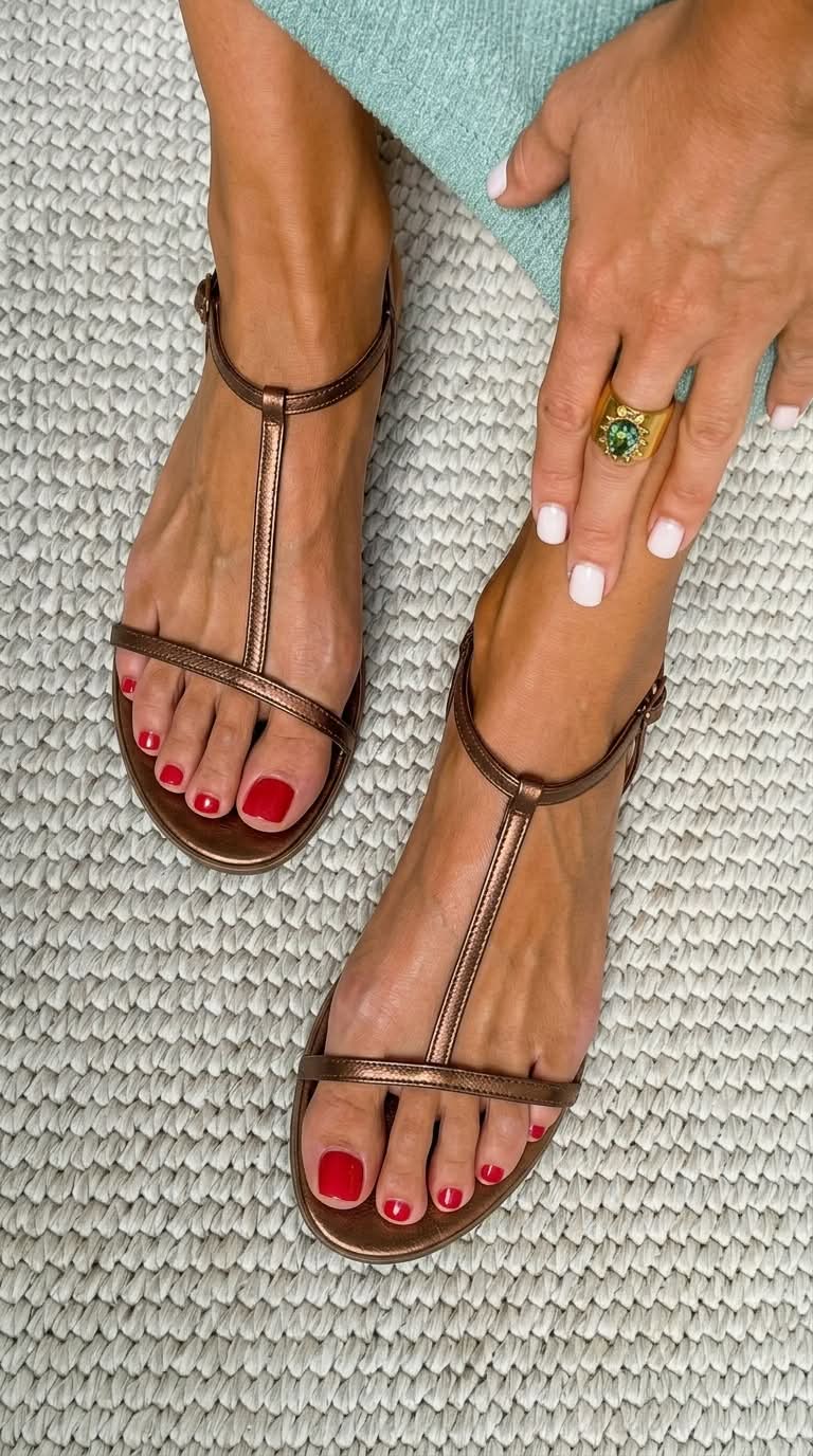 Sandalias Verano Metalizadas Minimalistas