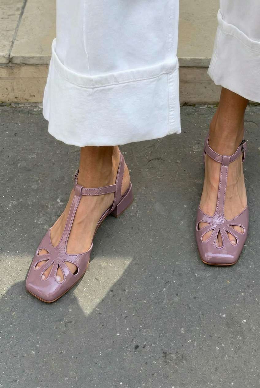 Tacones Bloque Naranjas Recortes Florales