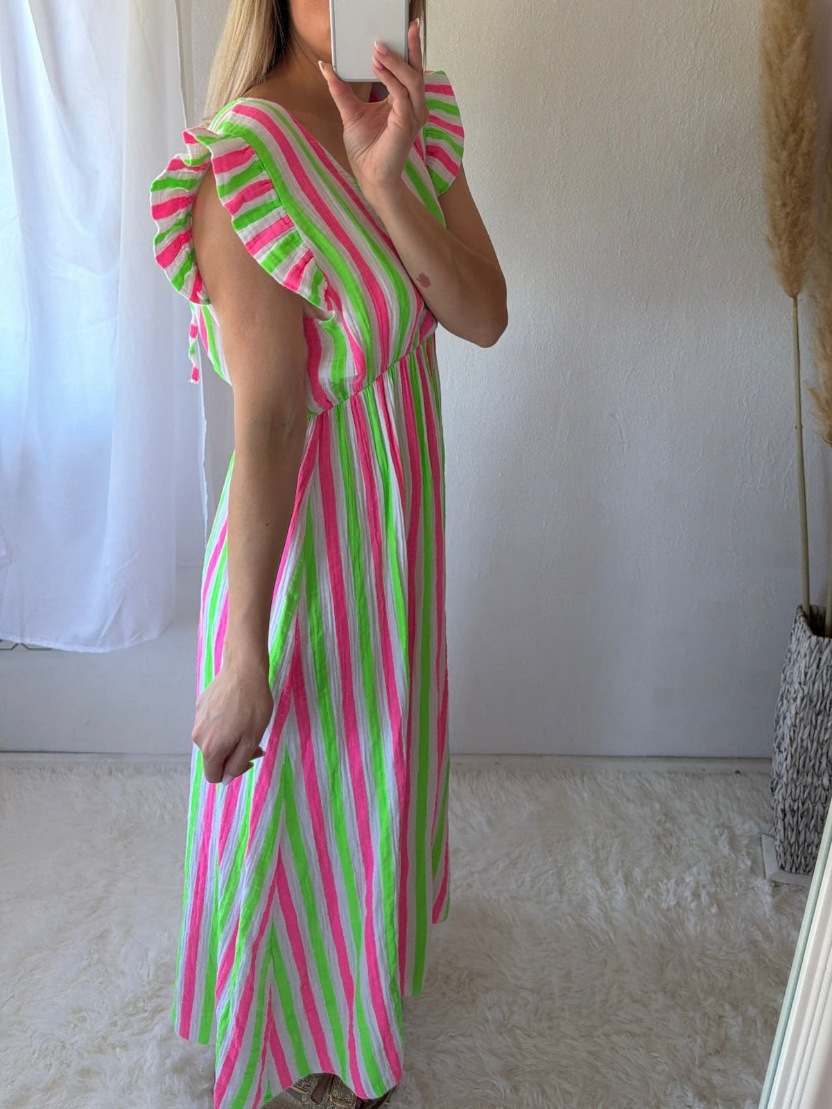Vestido Maxi Rayas Celeste