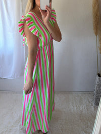 Vestido Maxi Rayas Celeste