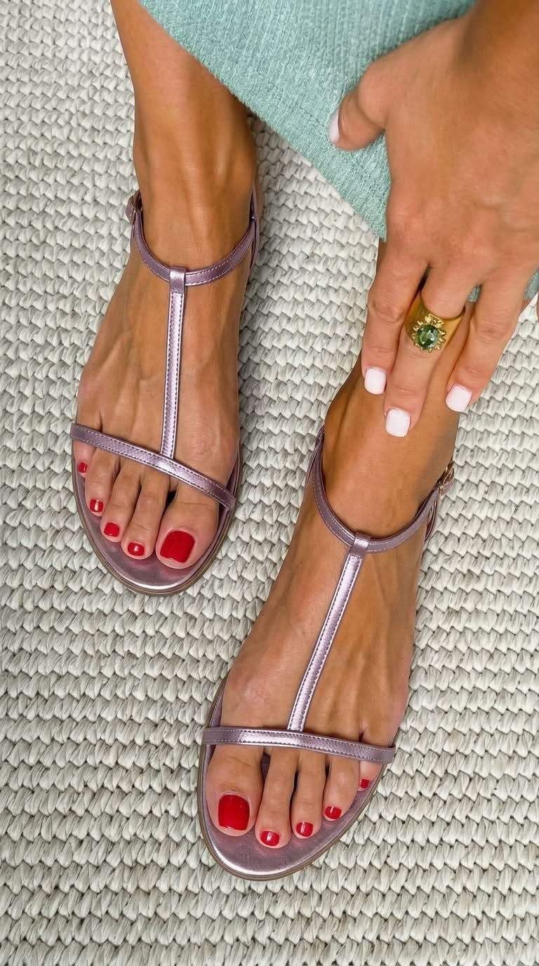 Sandalias Verano Metalizadas Minimalistas