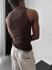 Camiseta Punto Tirantes Marrón Oscuro