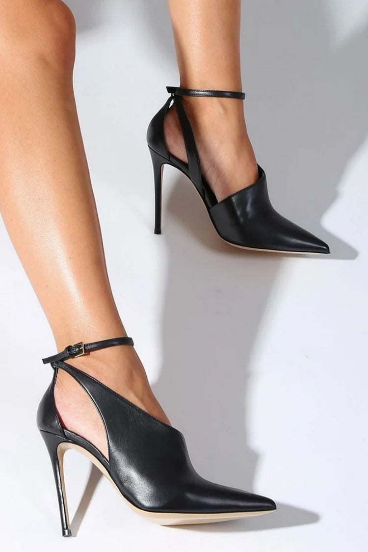 Stilettos Negros Correa al Tobillo