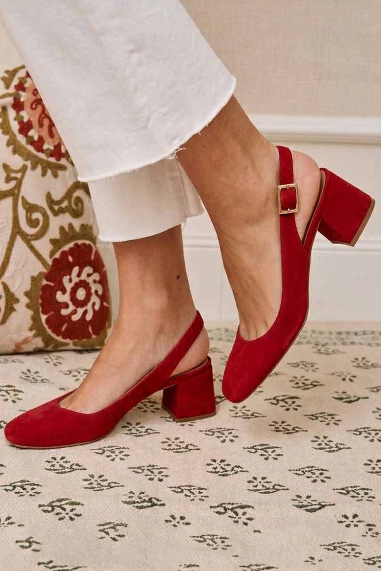 Tacones Anchos Caqui Slingback