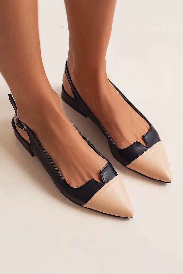 Bailarinas Bicolor Slingback con Hebilla