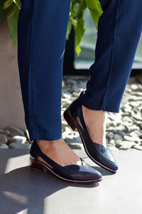 Zapatos Planos Azul Marino Recortes