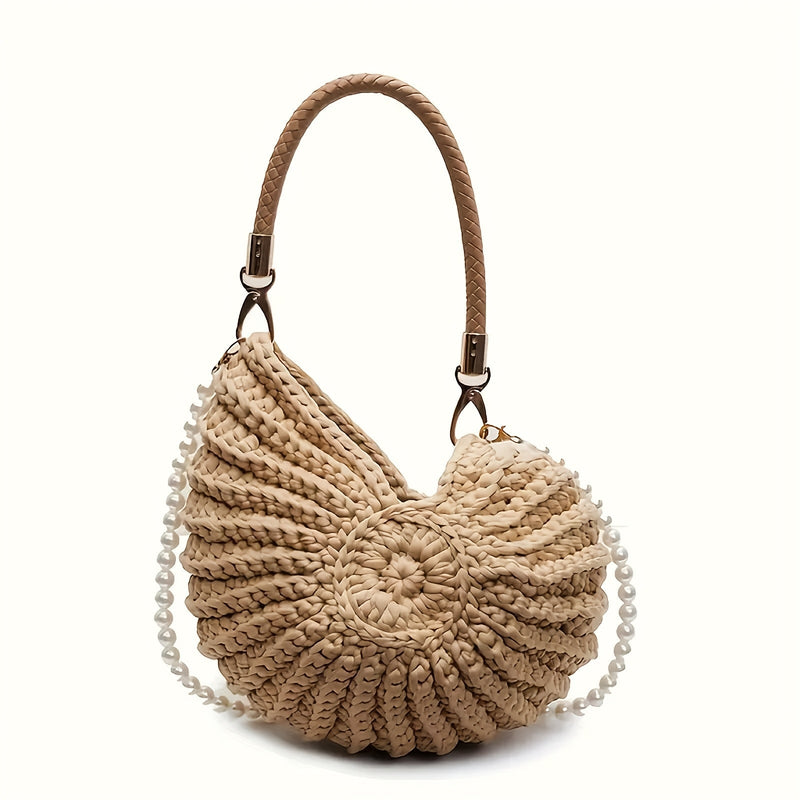 Bolso Tote Trenzado Cadena Camel