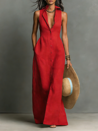 Vestido Camisero Largo sin Mangas