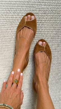 Bailarinas Beige Ante Detalles Dorados