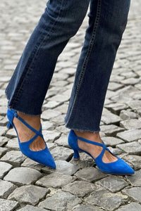 Tacones Bajos Caqui Correa Cruzada