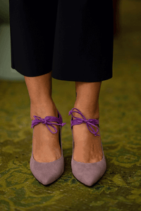 Stilettos Elegantes Morados con Cordones